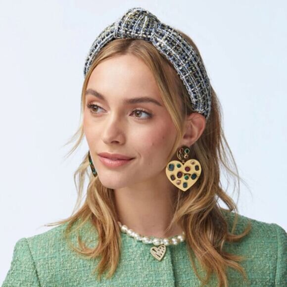 NWT Lele Sadoughi Boucle Knotted Headband Women's Golden Graphite One Size - Picture 7 of 7